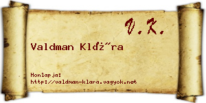 Valdman Klára névjegykártya